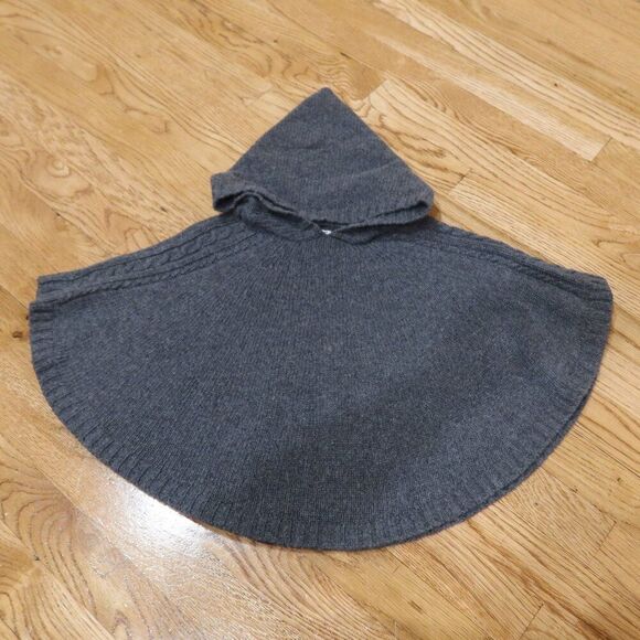 KNOT kids poncho cape wool knit cashmere grey pull on hood cable formal preppy 3 - Picture 1 of 8